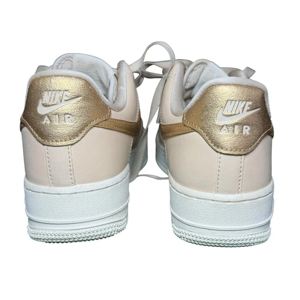 Nike Air Force 1 Low Gold Swoosh Cream Leather Sneakers Women's Size 7